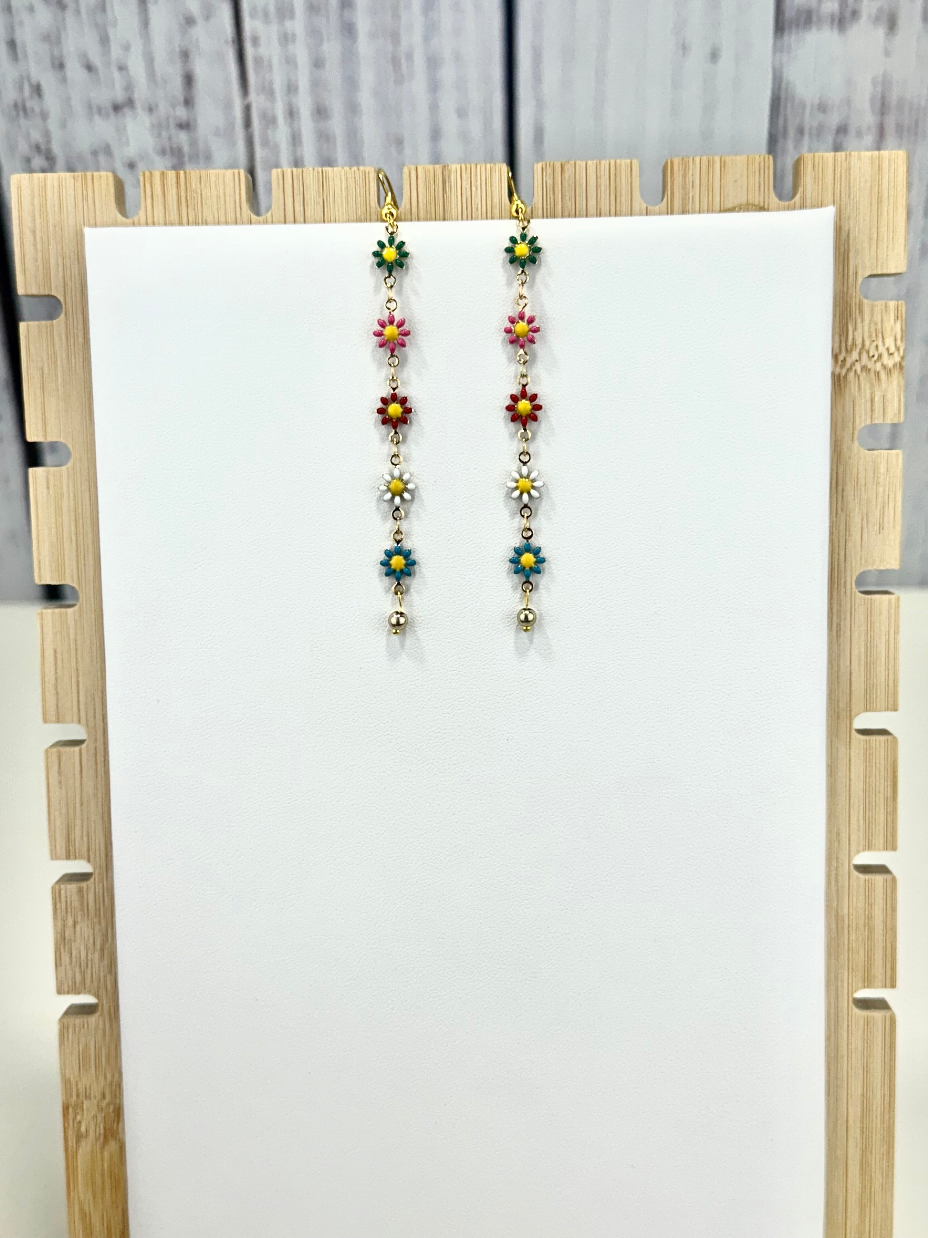 Daisy Chain Earrings with enamel charms
