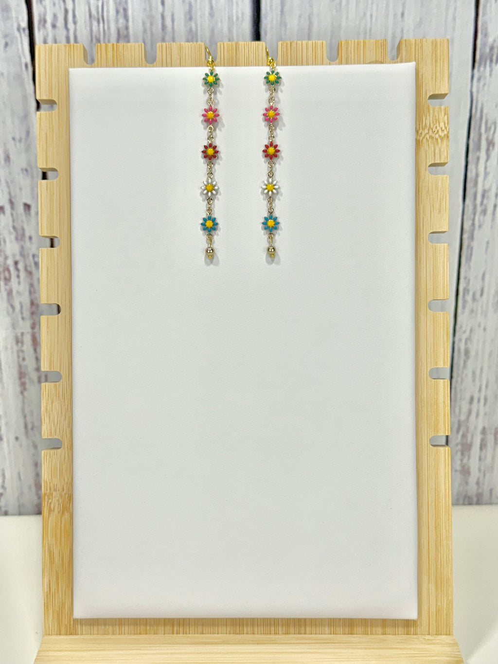 Daisy Chain Earrings with enamel charms