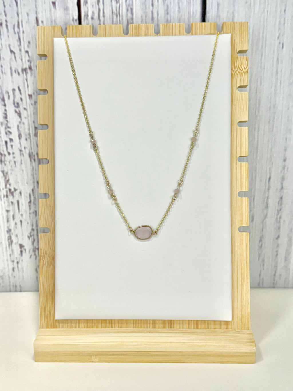 Rose Quarts pendant & bead Necklace