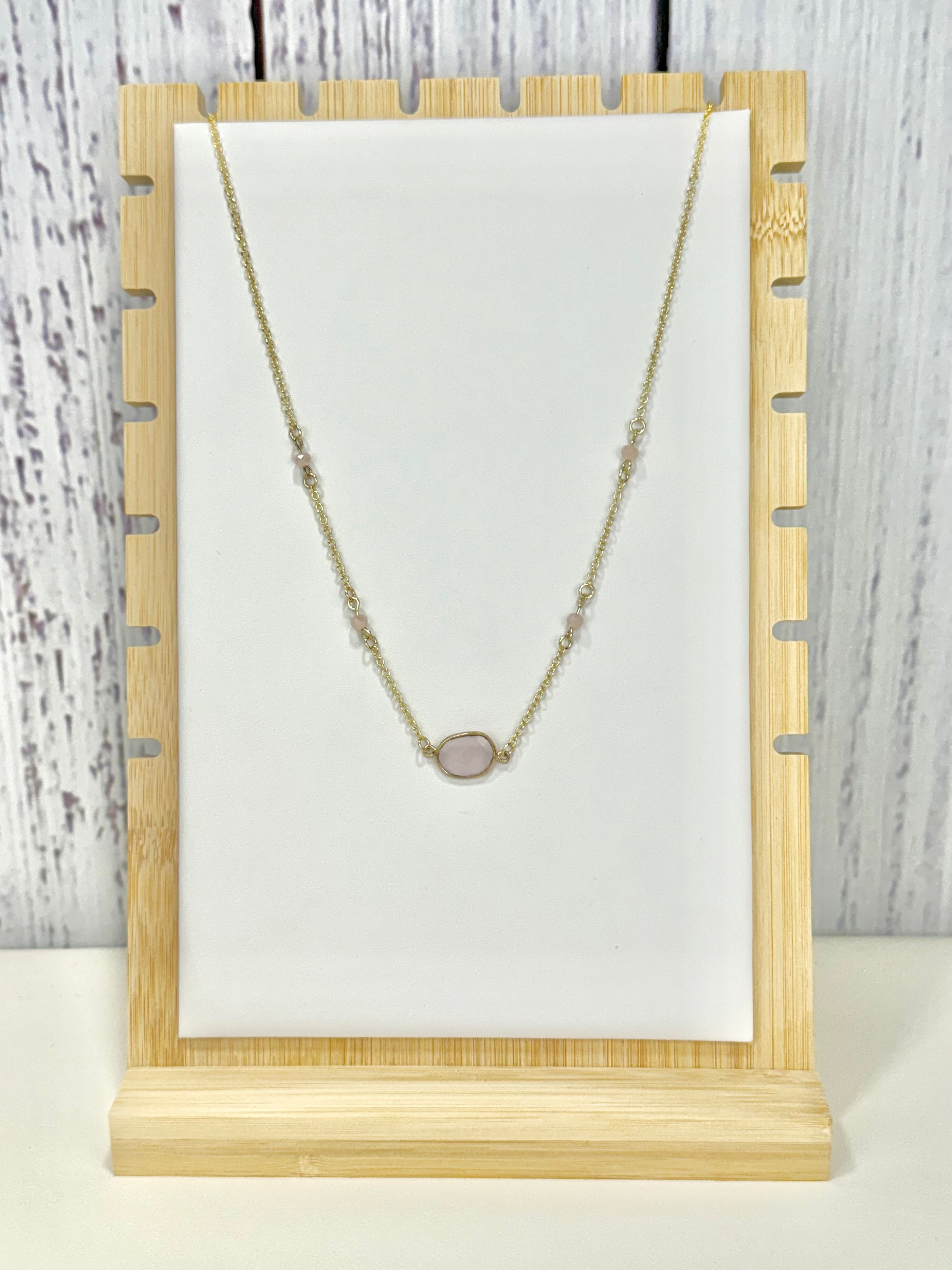 Rose Quarts pendant & bead Necklace