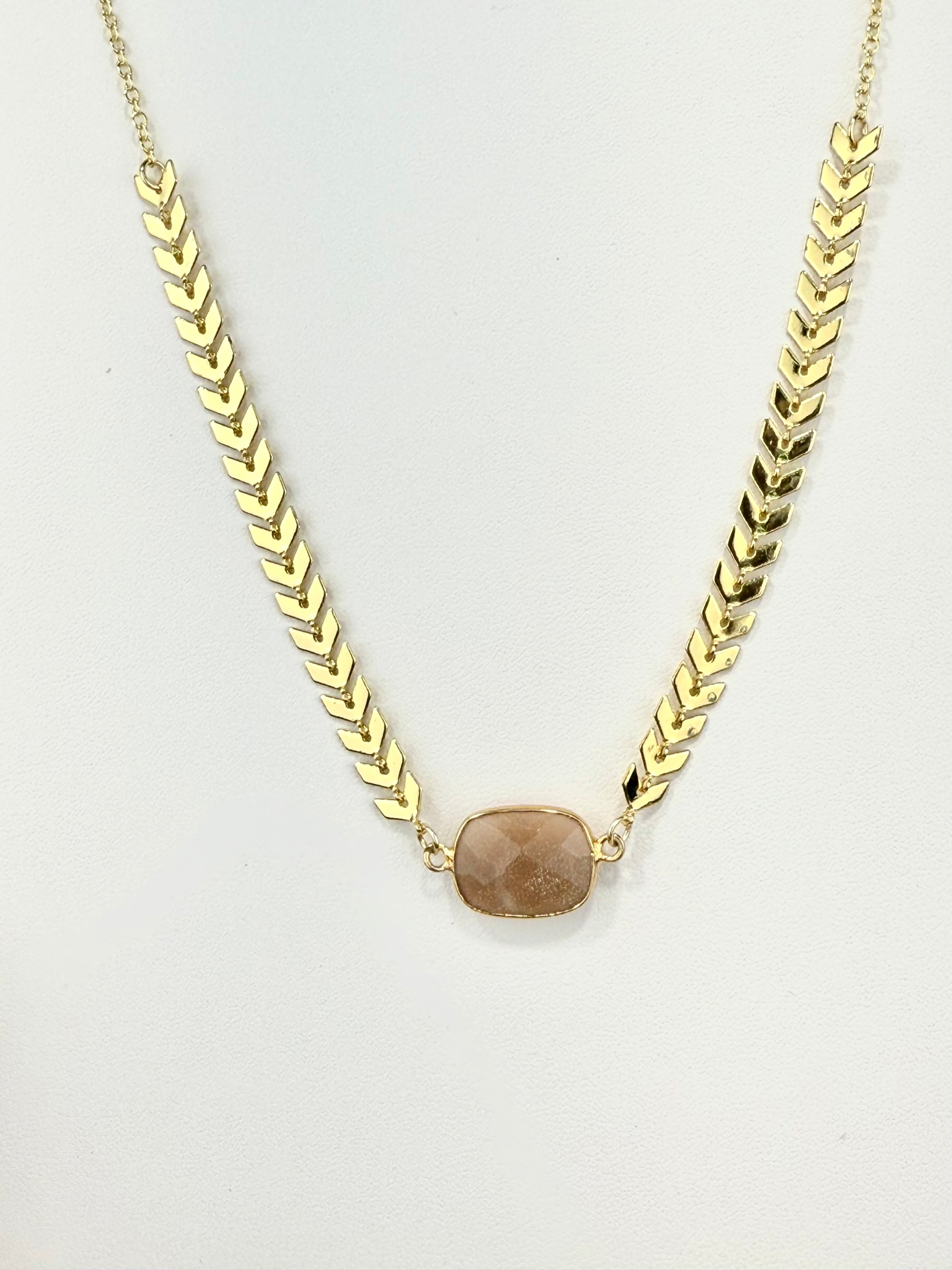 Peach Moonstone Pendant Necklace