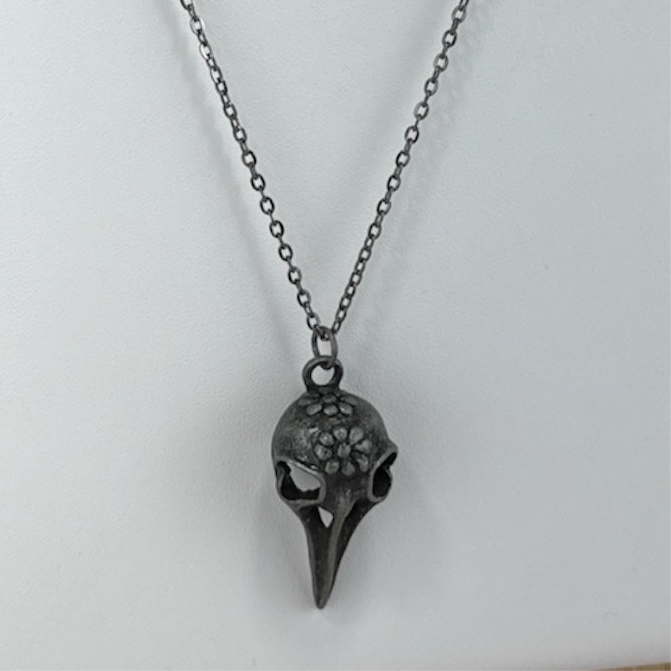 Silver Bird Skull Necklace