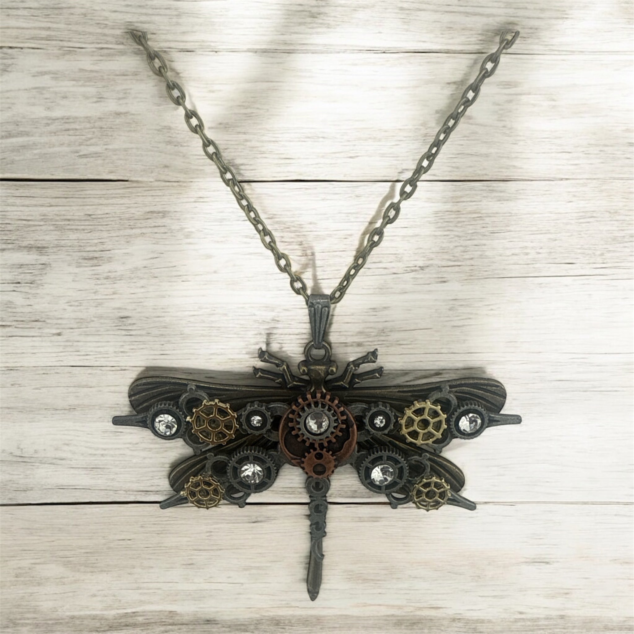 Steampunk dragonfly necklace