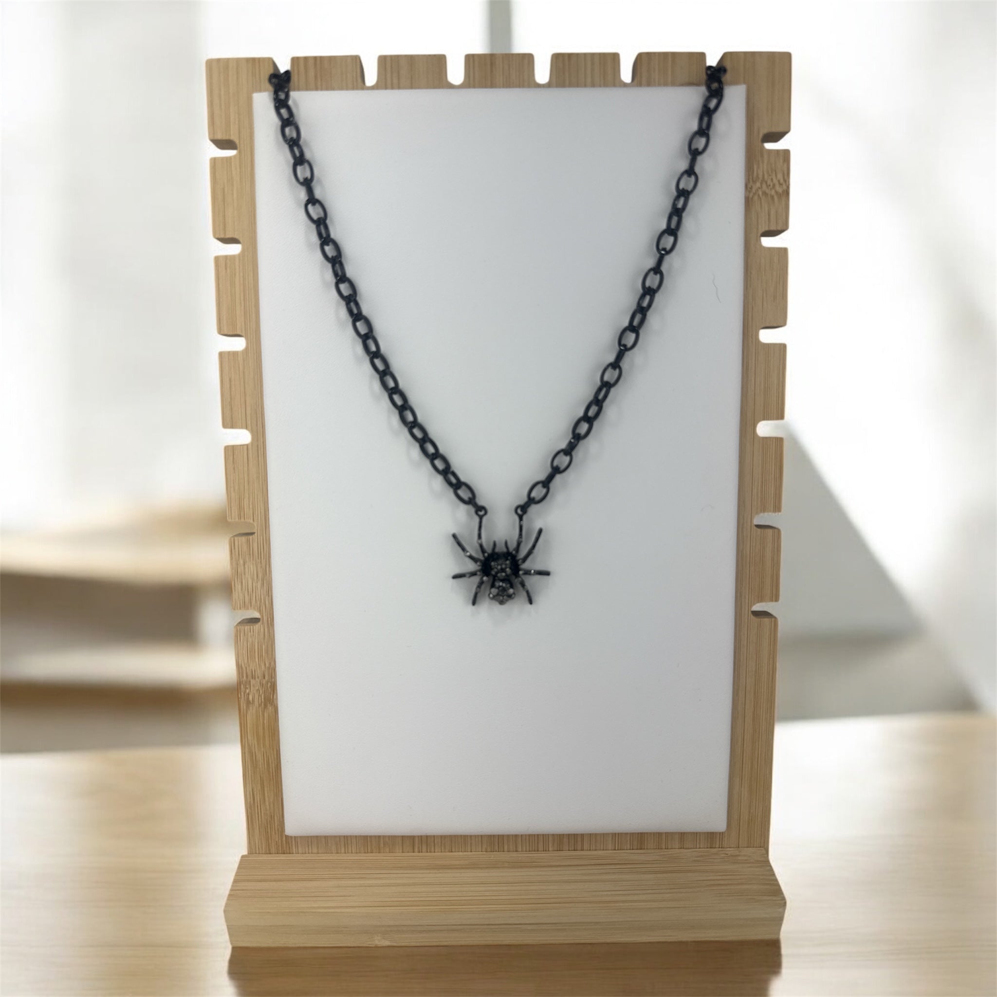 Black spider luxe necklace