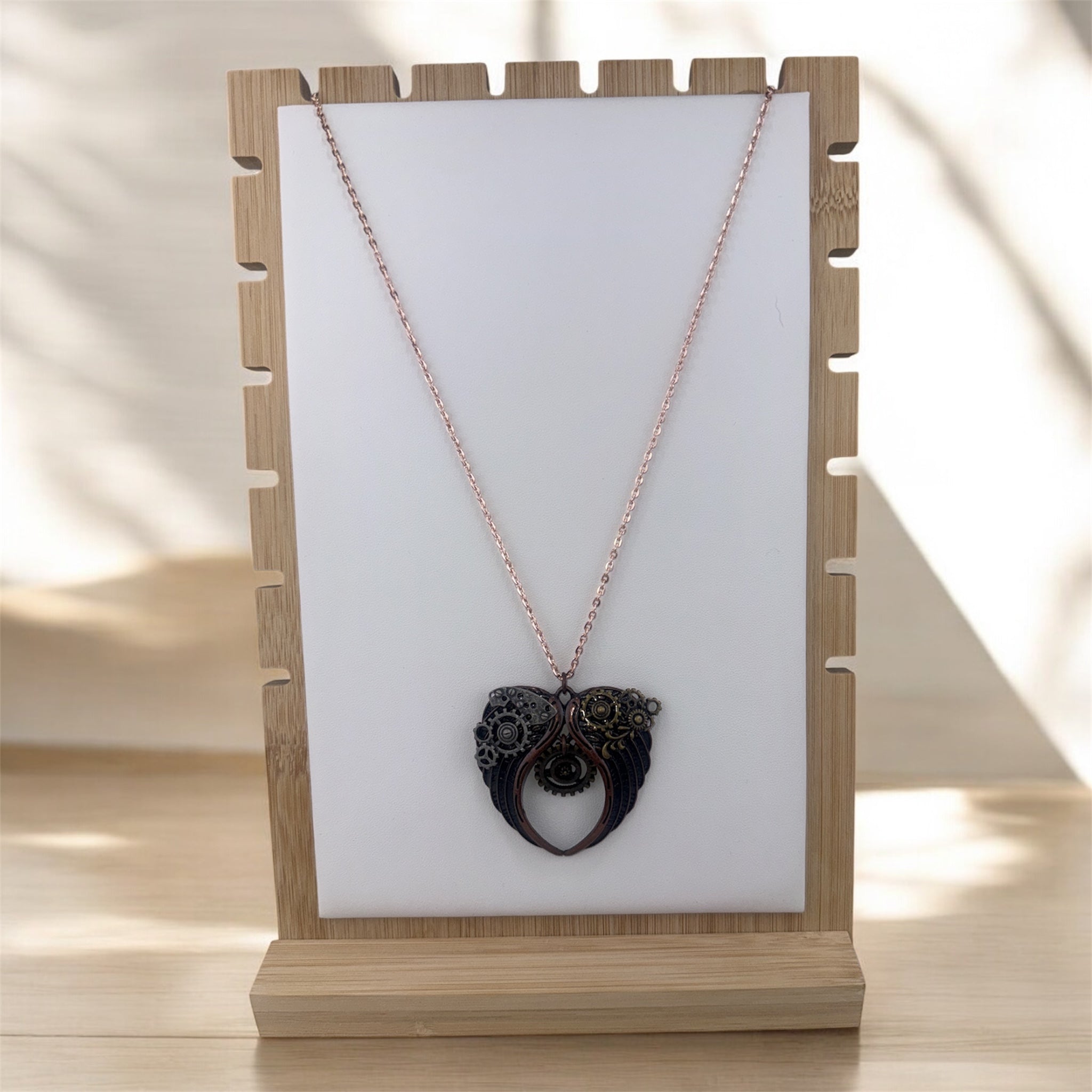 Steampunk angel wing necklace