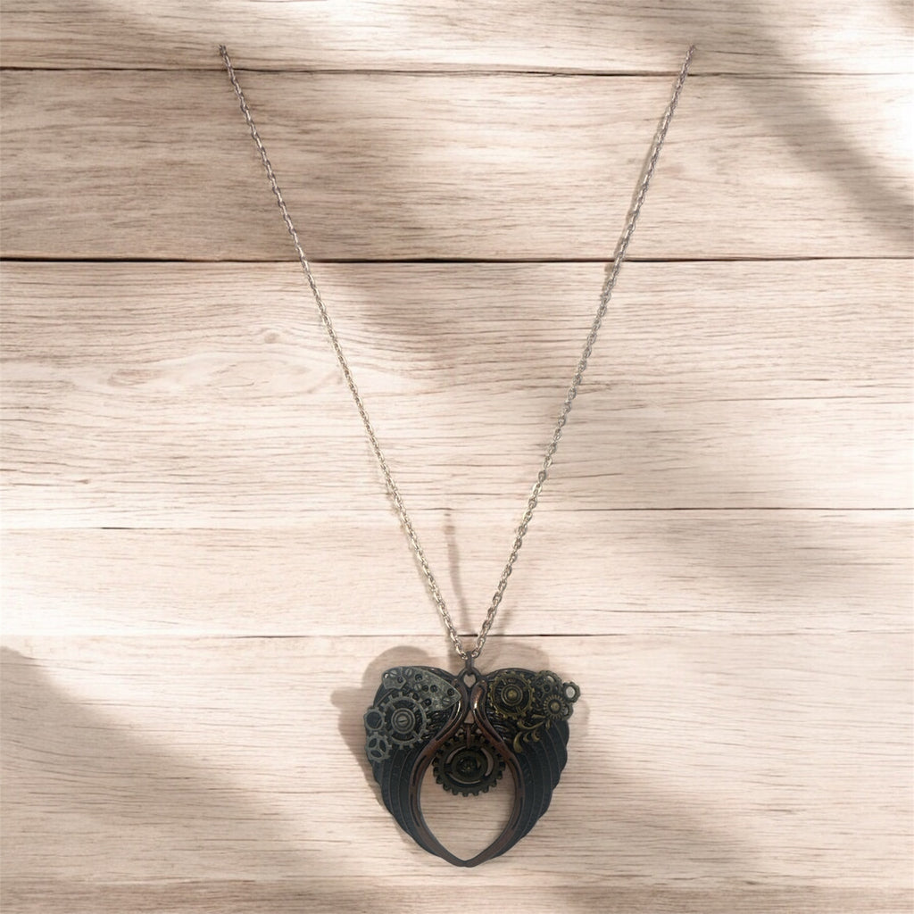 Steampunk angel wing necklace
