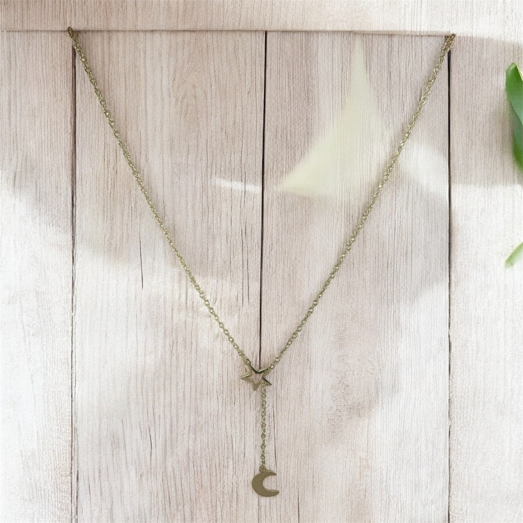 Salem Nights gold star and moon necklace