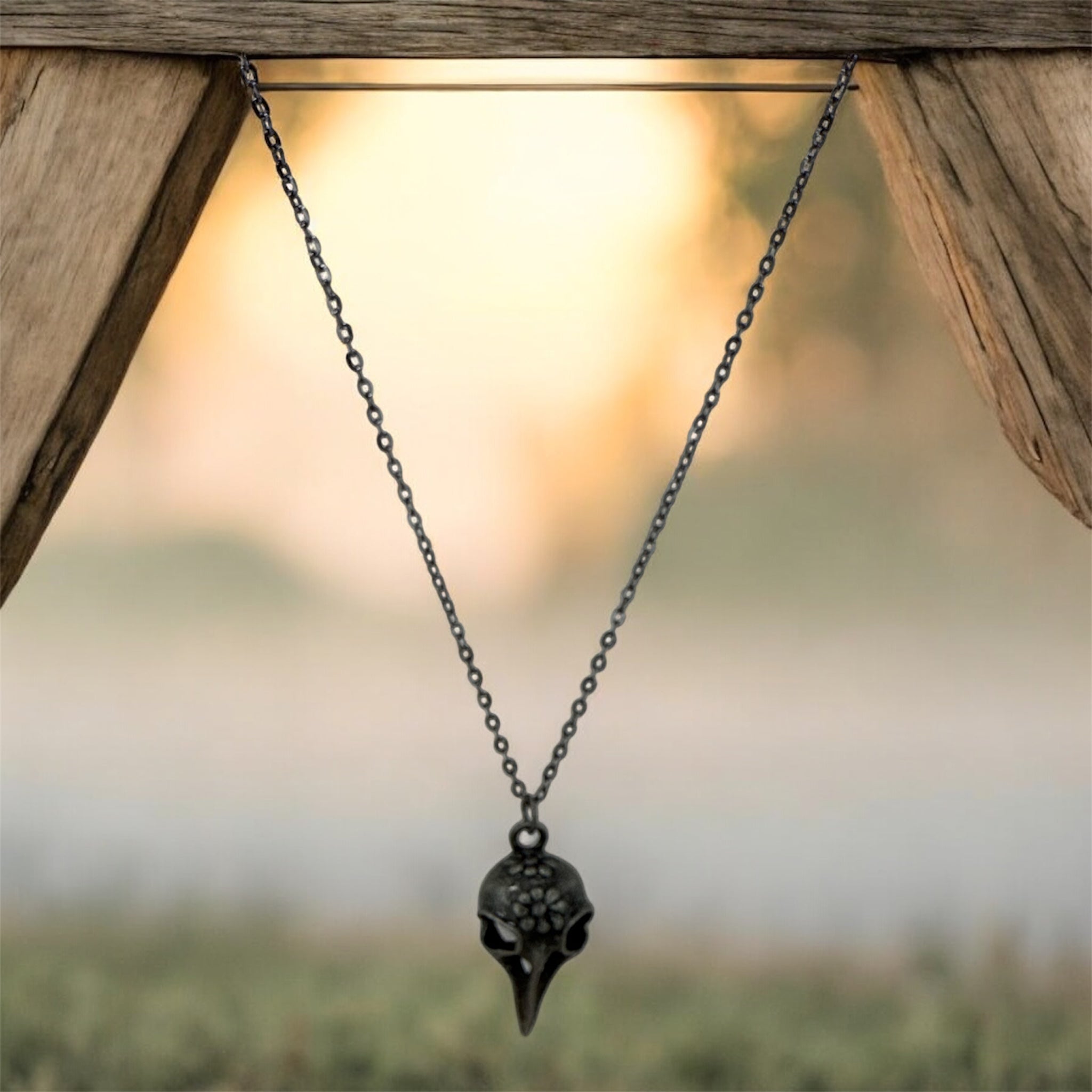 Silver Bird Skull Necklace